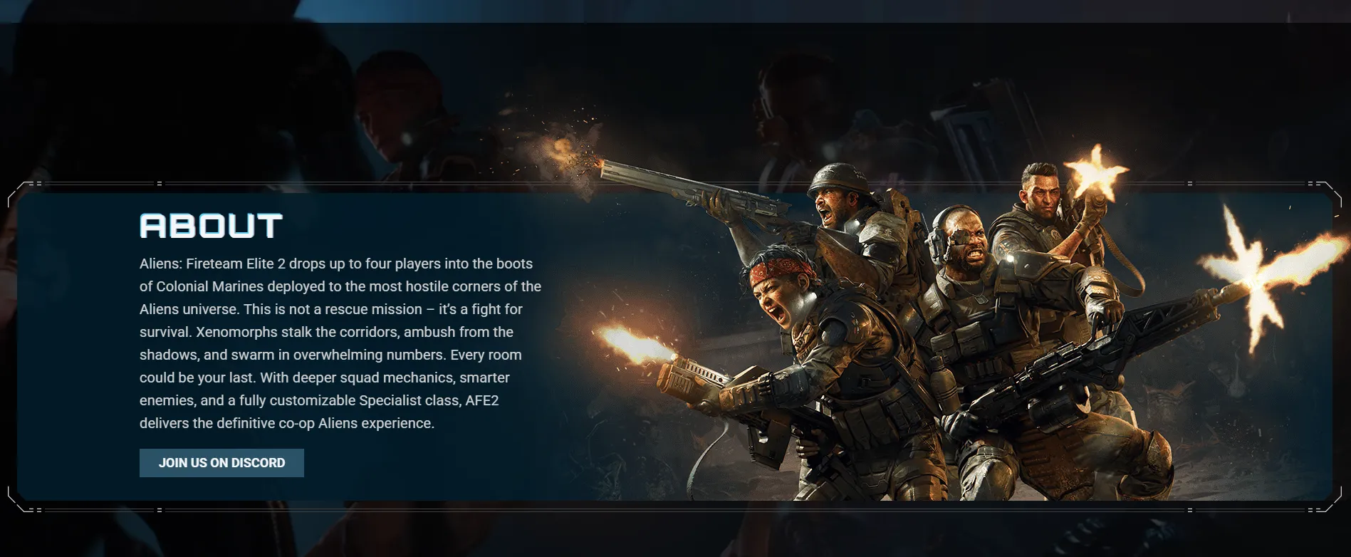 Aliens Fireteam Elite 2 官方網站畫面