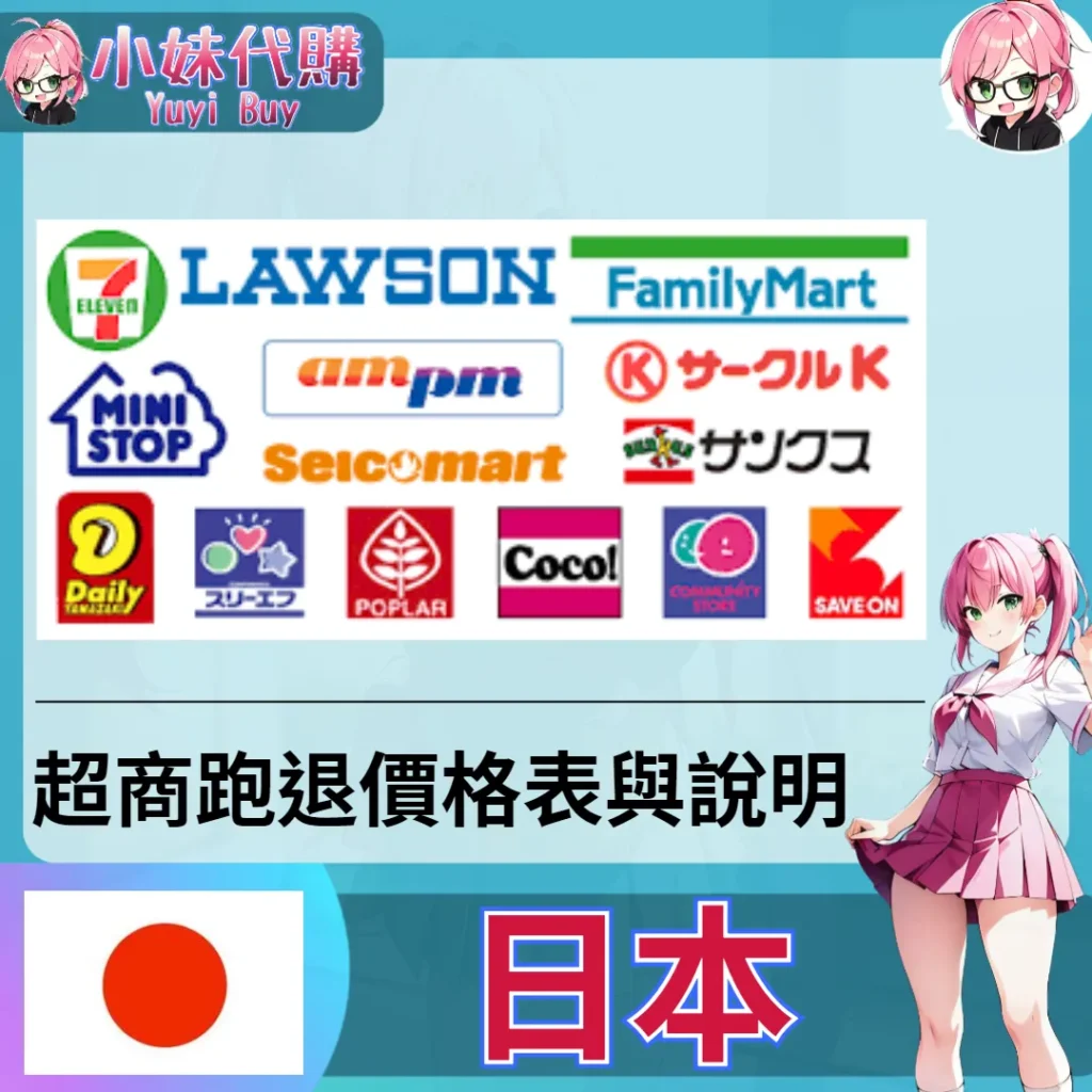 日本超商跑腿 價格表與說明 便利商店 網站 超商 LAWSON 全家 711 mercari 樂天 雅虎 虎之穴 Melonbook